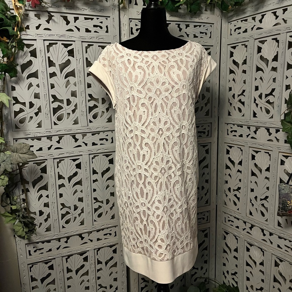 JESSICA HOWARD IVORY CREAM CLASSY & SASSY BEAUTIFUL DESIGN SLEEVELESS DRESS